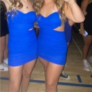 Vibrant Blue Cutout Mini Dress